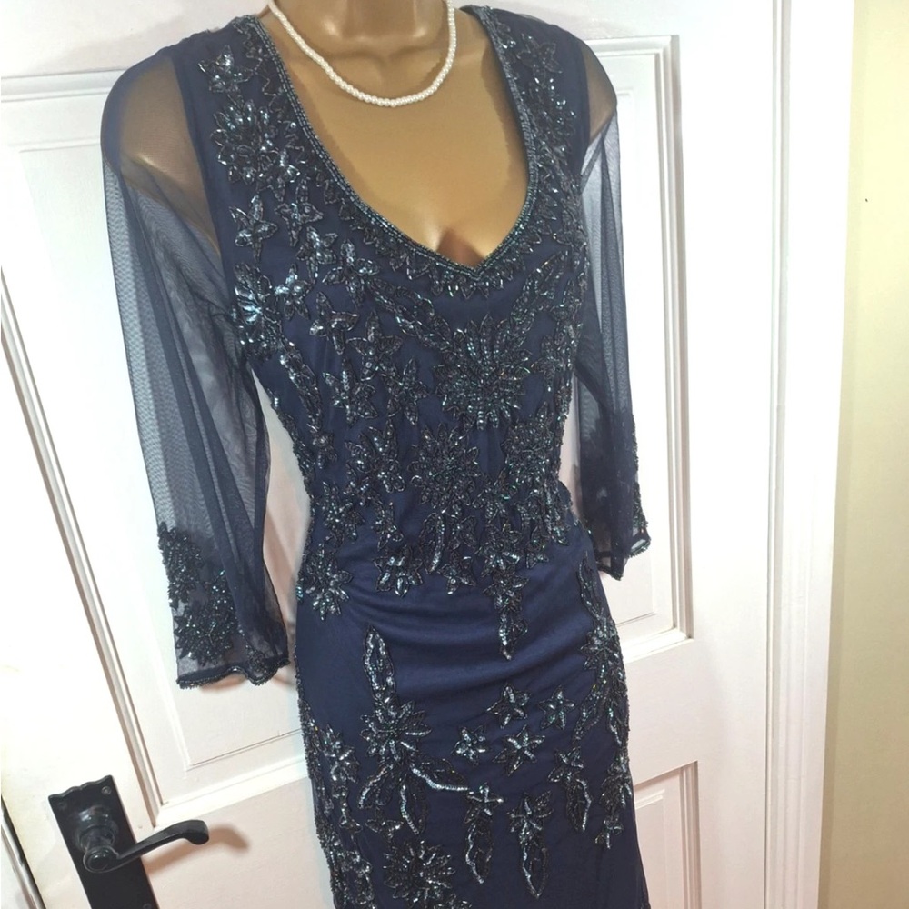 Frank Lyman Design Midnight Blue Embellished Long Sleeve Dress